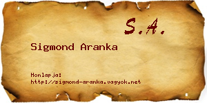 Sigmond Aranka névjegykártya